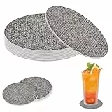 xiaoxianxian Untersetzer Gläser 10er Set, Doppelseitigen Glasuntersetzer, Getränkeuntersetzer rutschfest, Lederoptik Untersetzer für Zuhause, Büro, Bar und Restaurant (Grau mit Stoffoptik)