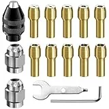 4486 Bohrfutter für Dremel Spannfutter Set 15 Stück Messingbohrfutter Ersatz 0.8mm bis 3.2mm Schnellspannbohrfutter Keyless Bohrfutter Zubehör für Dremel 4000, 3000, 300, 200, 100, 8200 (M7)