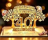 Giftota - 2026 Originelle Geldgeschenk zum 40. Geburtstag Frauen & Männer - 40 Geburtstaggeschenk - DIY Holz-Schild Gästebuch mit LED Lichterkette - 40 Geburtstag Deko - Personalisierbares Geschenk