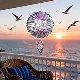 TFANUO Edelstahl Windspiel 3D Hängende Wind Spinner 25cm Leicht Drehendes Kinetic Windmobile Fenster- und Garten-Dekoration