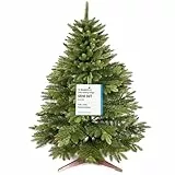 Premium Weihnachtsbaum künstlich 90cm - TESTSIEGER 10 Jahre GARANTIE - Naturgetreu, dichte Zweige, Künstlicher Weihnachtsbaum mit Holzständer – Tannenbaum künstlich von Pure Living