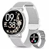 AIMIUVEI Smartwatch Damen, 1.27' HD Fitnessuhr mit Telefonfunktion, Menstruationszyklus, 120+ Sportmodi, 24H Pulsuhr, 24H SpO2, Schlafmonitor, Kalorien, Fitness Tracker, IP68 iOS Android Silber