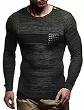 Leif Nelson Strickpullover Herren Rundhals (Schwarz, Größe XXL) - Dünner Männer Strick Pullover für Winter & Sommer - Coole Crewneck Männer Pullover