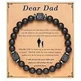 Halukakah Herren Schungit Armband mit Lavastein Perlen - Geburtstags, Abschluss, Ruhestands, Naturstein Christliches Geschenk für Väter, Ehemänner - mit Karte Lieber Papa