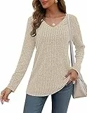 AUSELILY Pullover Damen V-Ausschnitt Sweatshirts Leichte Strickpullover Langarm Oberteile Langarmshirt Lässige Tops Damen