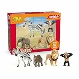SCHLEICH WILD Life | Afrika Starter Set 42721 mit Elefant, Zebra, Löwe und AFFE | tolles Starterset, Zoo Spielzeug oder Safari Deko | Spielfiguren für Kinder ab 3 Jahren | Set aus 4 Teilen