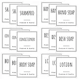 Segbeauty Seifenspender Aufkleber Set, 18 Stück Wasserdichtes Etiketten Ölbeständig für Küche Bad Pumpflaschen, Selbstklebende Etiketten mit Shampoo Conditioner Body Soap, Lotion Hand Soap Dish Soap