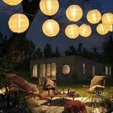 LQWELL® 4 Stück Solar Lichterkette Lampions Aussen, Solar Laternen 8M 30LED 2 Modi, Wasserdicht Solar Hängelampe Gartendeko Warmweiß für Balkon, Hochzeit, Hof, Party, Weihnachten Deko (4er)