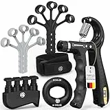 FUNFLEX Handtrainer Fingertrainer, Verstellbares Griffkraft Trainer Set -5-Teilig- Unterarmtrainer, Fingerstrecker Neopren Handgelenk Band - Finger Grifftrainer - Grip Ring, Hand & Unterarm Training