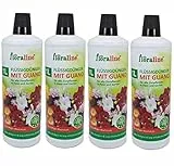 GP 4 Liter Blumendünger mit Guano, Universal Flüssig Pflanzen Dünger für alle Zierpflanzen in Haus und Garten, 4 x 1 Liter Flaschen