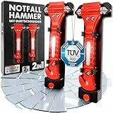HELDENWERK® Nothammer Auto mit Gurtschneider TÜV GS Zertifiziert [2er Set] - Notfallhammer mit gehärteten Spitzen und Reflektoren - Notfall Hammer, Sicherheitshammer mit Gurtmesser