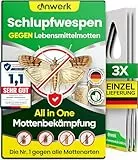 anwerk® Schlupfwespen gegen Lebensmittelmotten - 3 Karten à 1 Lieferung - Effektiv Lebensmittel Motten bekämpfen - Alternative zur Mottenfalle, Mottenspray, Pheromonfalle (3X Karten à 1 Lieferung)