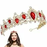 Frcolor Tiara Krone für Frauen, Strass Queen Crowns Hochzeit Tiaras Kronen Stirnband (rot)