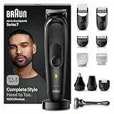 Braun All-In-One Bartpflege Bodygroomer Set, 12-in-1 Barttrimmer/Bartschneider, Nasenhaartrimmer, Trimmer/Haarschneider Herren, Haarschneidemaschine, wasserdicht, 100 Min. kabellose Laufzeit, MGK7460