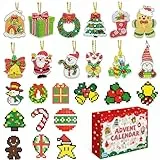 Adventskalender 2025 Kinder, DIY Diamond Painting Kinder, 24 Stück Weihnachten Diamond Painting Sticker Schlüsselanhänger, Adventskalender Mädchen, 24 Tage Überraschung Weihnachtsgeschenke