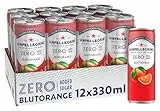 San Pellegrino Blutorange Zero Added Sugar, Blutorangen-Limonade mit 10% Fruchtsaft, ohne Zuckerzusatz, 12er Pack (12 x 330ml) Einweg-Dosen