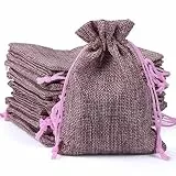 Naler 24 x Jutesäckchen Altrosa Jute Beutel für Adventskalender Stoffbeutel Natur Säckchen Geschenksäckchen - 10 x 14 cm