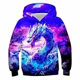 Goodstoworld 3D Pullover Kinder Wolf Druck Jungen Pulli Mädchen Hoodie Sweatshirt Kinder Violett Blau Kapuzenshirt Kapuzenpullover Coole Lustig Pulli 9-11 Jahre