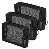 Sibba 3 Stück Mini Kulturtasche Mit ReißVerschluss Netz Organizer Nylon Wasserdicht Kleine Geldbörse Kosmetiktasche Aufbewahrung Make Up Taschen BüRos Reisen Organizer ZubehöR Set Make Up Tasc (2M+1S)