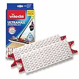Vileda Ultramax Power Wischer Nachfüllpack, Mikrofaser, Blanc/Rouge Nachfüllpackung für Flachbesen, weiß/rot, 2 Stück (1er Pack)