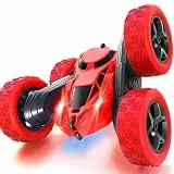 MidiVix Ferngesteuertes Auto, 90 Min Spielzeit, 2.4Ghz Doppelseitig 360° drehbare RC Stunt Crawler mit Scheinwerfern, 4WD Off Road Drift RC Auto Spielzeug Geschenke für Jungen 6-12 Rot