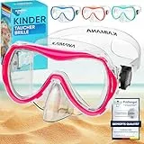 KAIMANA Taucherbrille Kinder inkl. Tragetasche, besonders Bequeme Tauchmaske Kinder mit Silikonband, Pink