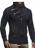 Leif Nelson Herren Strickjacke (Schwarz, Größe 3XL) mit Reißverschluss Regular Fit, Männer Cardigan Langarm Design, ideal für Casual und Business-Looks