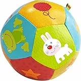 HABA Babyball Tiere - Ball für Kinder ab 6 Monaten - Weicher Greifball für erstes Spielen & Motoriktraining - 1302484001