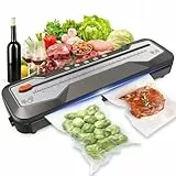 OidoZac Vacuum Vakuumiergerät, automatische vakuumierer für Lebensmittel Folienschweißmaschine mit 5 Modi, 15 Versiegelungsbeuteln, integriertem Schneidegerät und One-Touch-Vakuumfunktion Grau