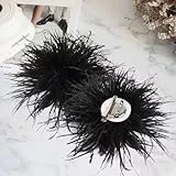 Federbrosche Brosche Damen Feder Haarclip Ansteckblume Fascinator Damen Hut Accessoire für Hochzeit,Weihnachten Kleid,Fasching Party,Blazer,Kleid,Kopfbedeckung (Schwarz)