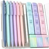 Four Candies 0.5 mm Druckbleistift Set, 6PCS Niedliche Druckbleistifte mit 360PCS Minen, 3PCS Pastell Radiergummis und 9PCS Radiergummi-Minen