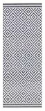 NORTHRUGS In- und Outdoor Teppich Raute 80x200cm - Wetterfest Modern Geometrisches Raute Muster Allover Design Läufer für Balkon Terrasse Garten Wintergarten Wohnzimmerteppich Wasserfest in Blau Creme