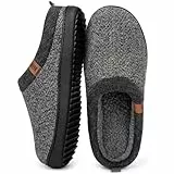 MERRIMAC Herren Slip-on Hausschuhe Bequem Memory-Schaum Rutschfest Innen Pantoffeln Dunkelgrau, 41-42 EU