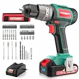 HYCHIKA Akkuschrauber 60Nm Max, 18V Bohrschrauber Bürstloser mit 2.0Ah Akku & 53pcs Zubehöre Set, 2 Gänge, 21+3 Drehmomentstufen, Bohrsmaschine mit Hammerfunktion