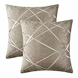 GIGIZAZA Braun Kissenbezug Samt Kissenhülle 50x50cm Deko Kissenbezüge Dekokissen Fall für Sofa Schlafzimmer Wohnzimmer 2er Set