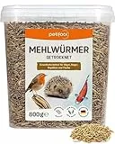 petifool Mehlwürmer 800g – getrocknete Mehlwürmer - gesunder Insektensnack für Schildkröten, Fische, Vögel, Reptilien und Nager