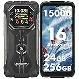 Blackview Rock 1 Outdoor Handy Android 16, 24GB+256GB/2TB Outdoor Smartphone, 15000mAh Business Handy, 20MP Nachtsicht, Gemini AI, 6.56' HD+ IPS 2.01', IP69K Wasserdicht, NFC/GPS/3 Jahre Garantie