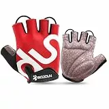 KONVINIT Fahrradhandschuhe Herren Damen,MTB Handschuhe Fingerlos,Radhandschuhe für Rennrad und Mountainbike Atmungsaktiv Rutschfestes,Fahrrad Handschuhe Freizeit für Männer und Damen,Red M