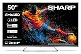 Sharp QLED Fernseher 50 Zoll Google TV - 4K UHD Smart TV mit Mini LED, Dolby Vision HDR, Dolby Atmos, Sound by Harman Kardon, Google Assistant und Triple-Tuner, QLED TV 50JP7765E (2026)