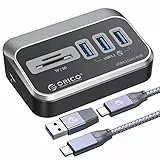 ORICO USB 3.0 Hub, Type C Splitter Mit 3 USB 3.2 Gen 1 Data Port Und SD/TF Kartenleser, 5 Gbps Verteiler Mit 2 in 1 Kabel Für MacBook, Mac Pro, Hubs, Docking Stations