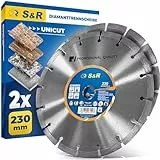 S&R Professional Diamanttrennscheibe 230 x 22,2 mm UNICUT, 2-tlg Set, Diamant-Trennscheibe zum Trennen von Baumaterialien, Beton, Naturstein, Stein, Ziegel, Mauerwerk, besonders hohe Standzeit
