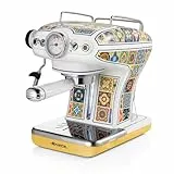 Ariete Vintage Espresso 1389, Espressomaschine für Pulver oder ESE-Pads, 1-2 Tassen, Cappuccino-Düse, Edelstahl-Tassenhalter, 15 Bar, 850W, Positano
