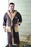 Gözze 70413 Sauna Kapuzen-Bademantel - 100% Baumwolle - (Dunkelbraun-beige, XL)