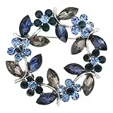 Damen Kristall Brosche Girlande Strass Broschen Elegante Brosche Anstecknadel für Damen Mantel Kleid Kleidung Handgefertigte Rosenblumen Brosche Abzeichen (Blau)