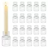 Romadedi Glas Kerzenhalter Kerzenständer für Stabkerzen - 20er Set Klein Stabkerzenhalter Hochzeit Tischdeko für Stabkerze Kerzen Esstisch Party Weihnachten Advent Wohnzimmer Vintage Deko