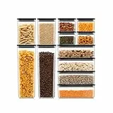 Bodum Vorratsdosen Set CANTEEN – 12-teilig mit schwarzen Deckeln – BPA-frei & spülmaschinenfest – Stapelbare, transparente Aufbewahrungsbehälter
