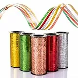 Naler 5 x Ringelband Geschenkband Glitzernde Polyband Deko Band für Ballonverschlüsse Geschenkverpackung Basteln
