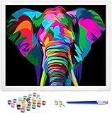 Hiolife Malen nach Zahlen für Erwachsene, Kinder, Anfänger, DIY-Geschenk-Kunst Kits mit Pinseln und Acrylpigment, 50,8 x 40,6 cm, Elefant – ohne Rahmen