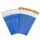 100 Stück Pinsel Set, 50 Runde Pinsel und 50 Flache Pinsel, Pinselset für Acryl, Wasserfarben Ölmalereien,Körper Gesicht Felsen Leinwand Künstler, Malliebhaber und Anfänger