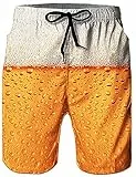 Loveternal Badeshorts für Männer 3D Schnell Trocknend Bier Badehose Lustig Coole Hawaii Badehose Gelb M